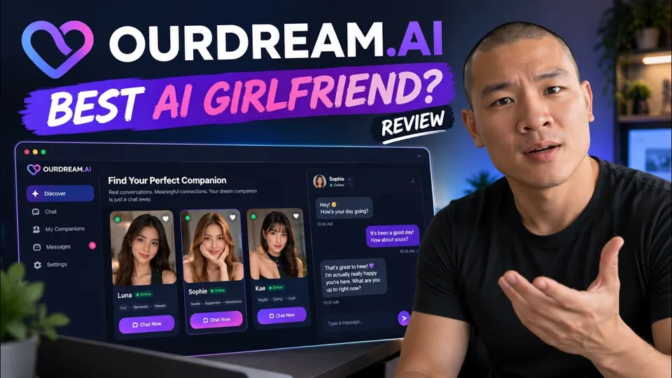 Best AI ReviewsのYouTube動画「OurDream.ai Review 2026 | Is OurDream AI the BEST AI Girlfriend? 🤔」のサムネイル
